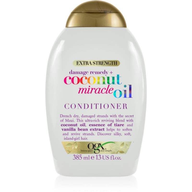 OGX Coconut Miracle Oil Δυναμωτικό μαλακτικό με έλαιο ινδοκάρυδου 385 μλ