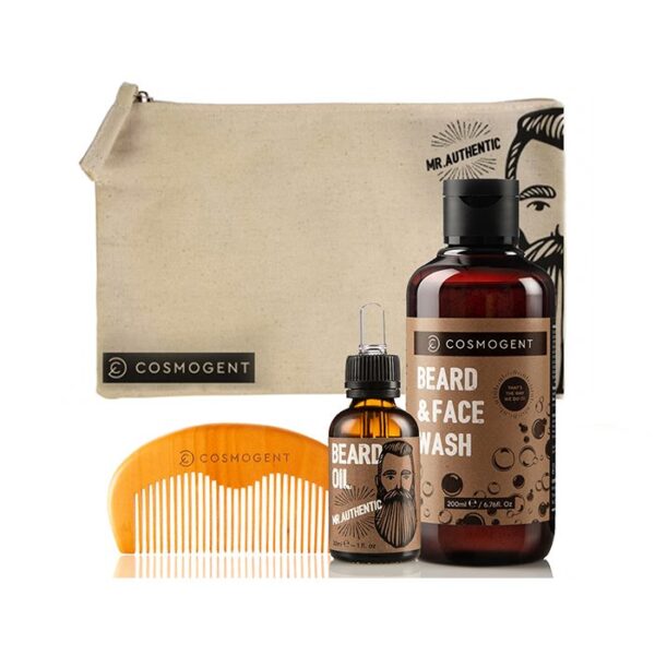 Cosmogent Mr Authentic Neseser (Beard &amp; Face Wash 200 ml+Mr. Authentic Beard Oil 30 ml.+Beard &amp; Hair Comb.)