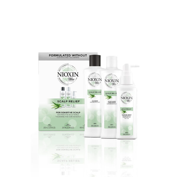 Nioxin Scalp Relief Kit (Σαμπουάν 200ml+Γαλάκτωμα 200ml+Θεραπεία Κεφαλής Μαλλιών 100ml)