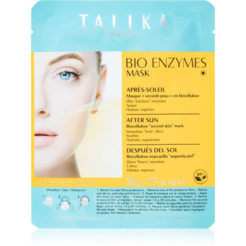 Talika Bio Enzymes Mask After Sun καταπραϋντική υφασμάτινη μάσκα μετά την ηλιοθεραπεία 1 τμχ