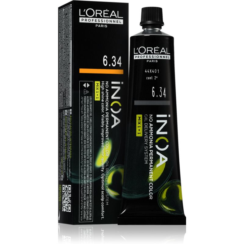 L’Oréal Professionnel Inoa μόνιμη βαφή μαλλιών χωρίς αμμωνία απόχρωση 6.34 60 ml