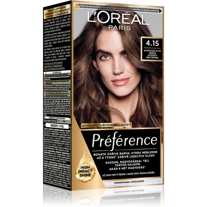 L’Oréal Paris Préférence βαφή μαλλιών απόχρωση 4.15 Intense Deep Brown 1 τμχ