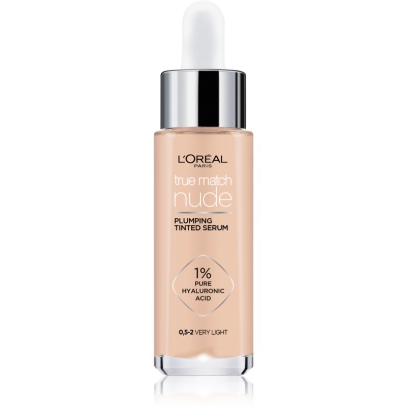 L’Oréal Paris True Match Nude Plumping Tinted Serum ορός για ενοποίηση τόνου της απόχρωσης δέρματος απόχρωση 0.5-2 Very Light 30 ml