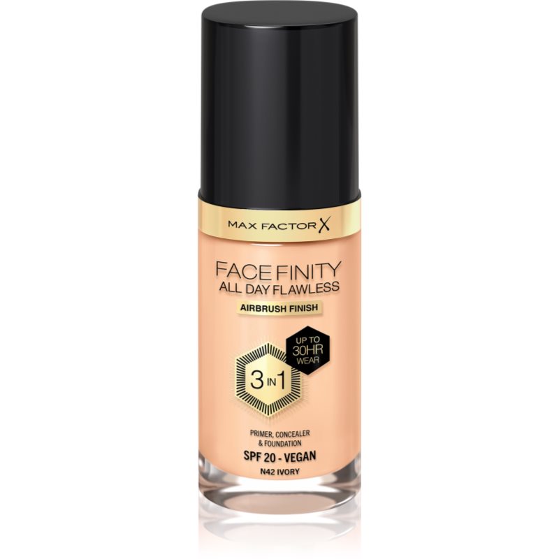 Max Factor Facefinity All Day Flawless μακράς διαρκείας μεικ απ SPF 20 απόχρωση 42 Ivory 30 ml