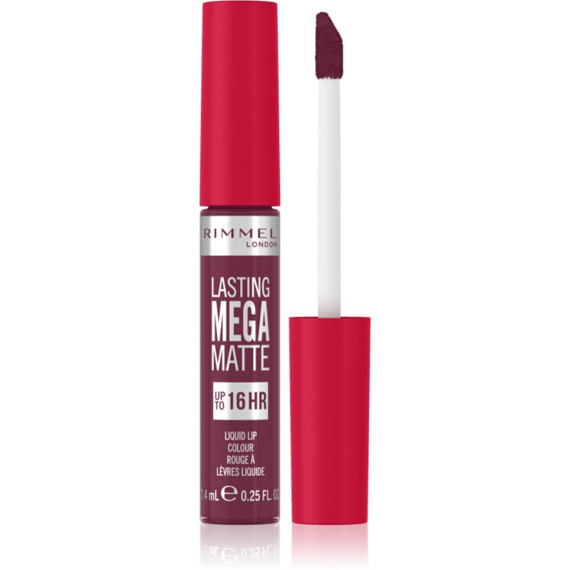 Rimmel Lasting Mega Matte Υγρό ματ κραγιόν 16 ώρες απόχρωση Rock Me Purple 7,4 ml