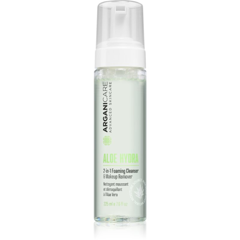 Arganicare Aloe Hydra 2-in-1 Foaming Cleanser καθαριστικός αφρός και ντεμακιγιάζ για κανονική έως λιπαρή επιδερμίδα 225 ml