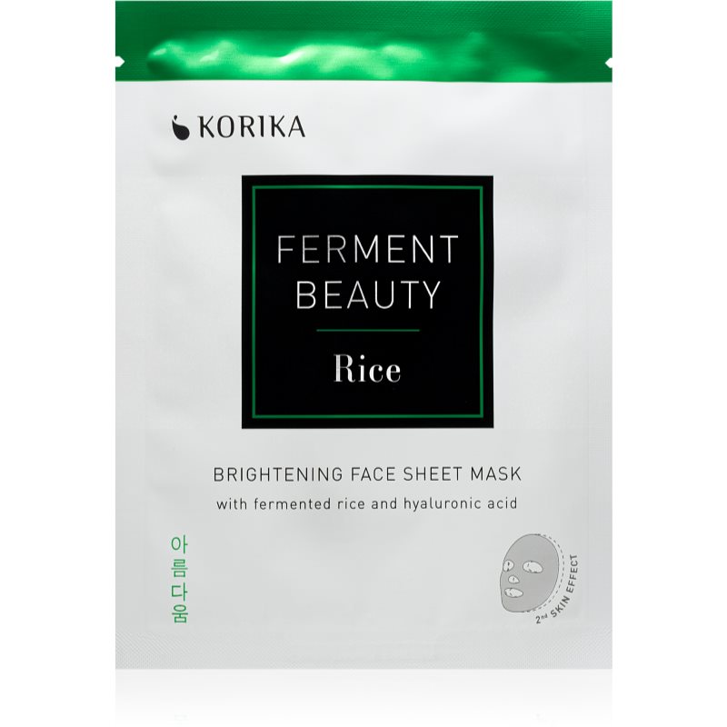 KORIKA FermentBeauty Brightening Face Sheet Mask with Fermented Rice and Hyaluronic Acid υφασματινη μασκα λαμψησ με ρύζι που έχει υποστεί ζύμωση και υ