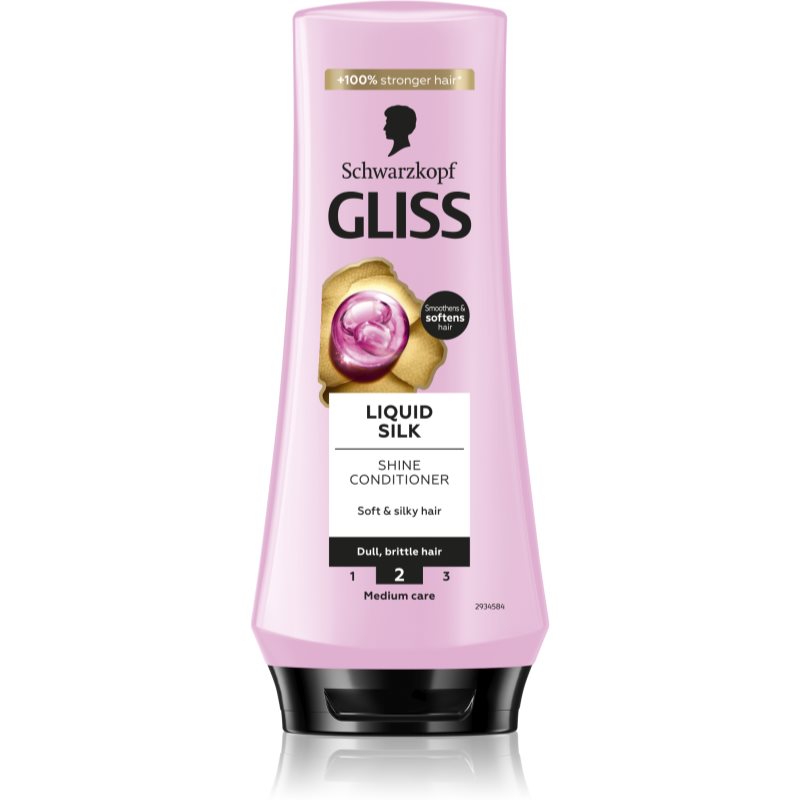 Schwarzkopf Gliss Liquid Silk αναγεννητικό βάλσαμο για την ενίσχυση και λάμψη μαλλιών 200 ml