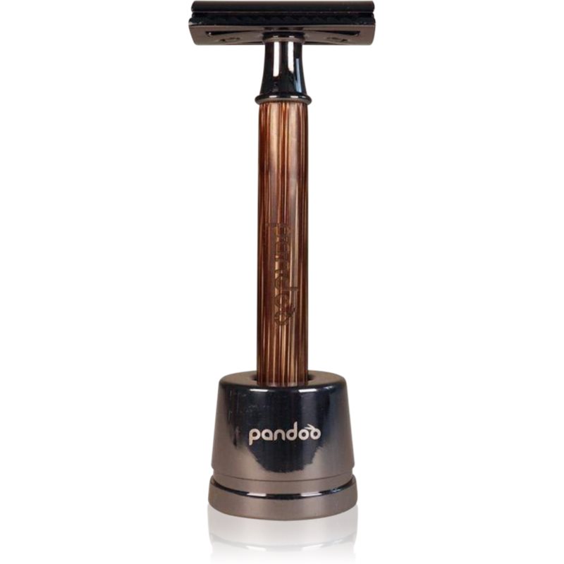 Pandoo Bamboo Safety Razor ξυριστική μηχανή + κεφαλές αντικατάστασης 10 ks Slim Handle 1 τμχ