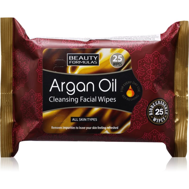 Beauty Formulas Argan Oil υγρά μαντηλάκια καθαρισμού 25 τμχ