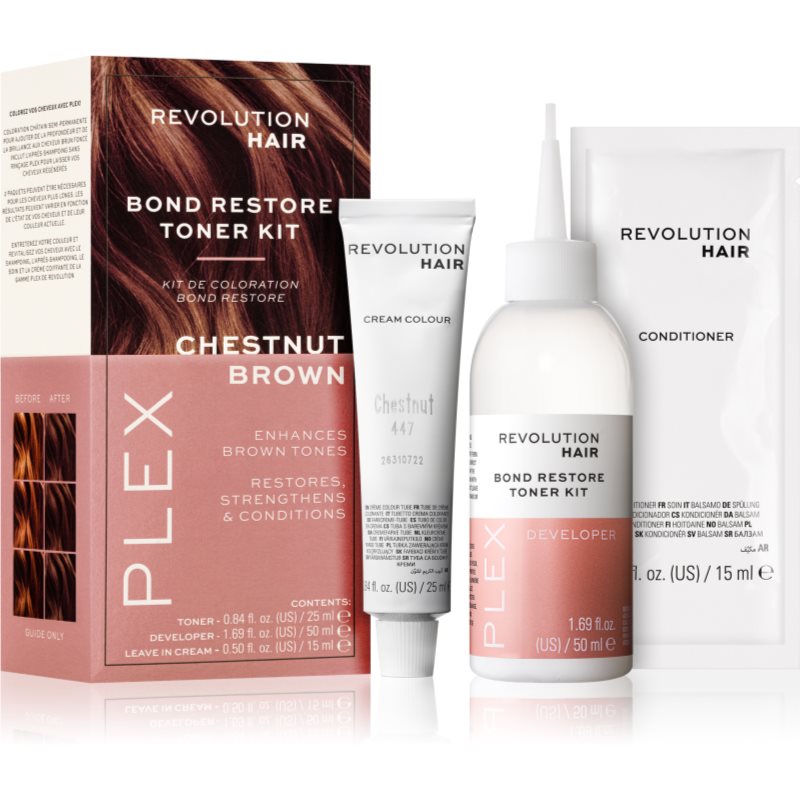 Revolution Haircare Plex Bond Restore Kit Σετ για να τονίζετε το χρώμα τον μαλλιών απόχρωση Chestnut Brown