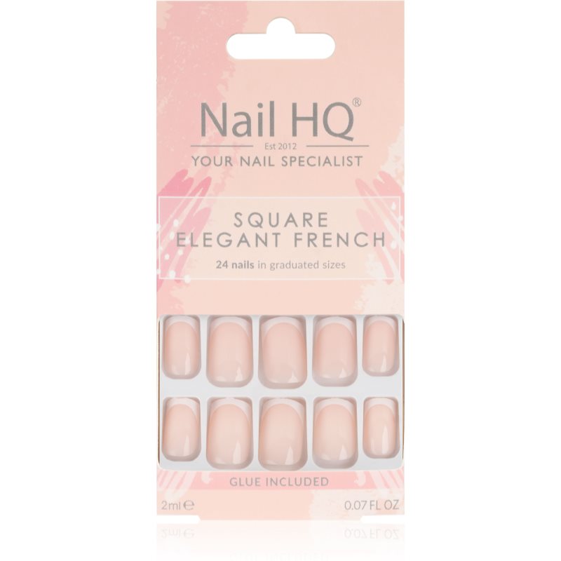 Nail HQ Square Ψεύτικα νύχια Elegant French 24 τμχ