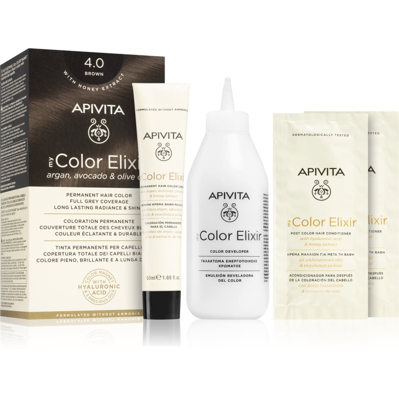 Apivita My Color Elixir βαφή μαλλιών χωρίς αμμωνία απόχρωση 4.0 Brown
