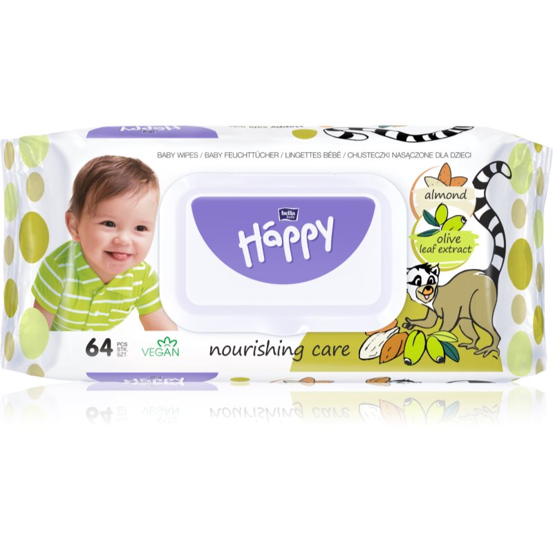 Bella Baby Happy Almond and Olive Leaf extract υγρά μαντηλάκια καθαρισμού για παιδιά 64 τμχ