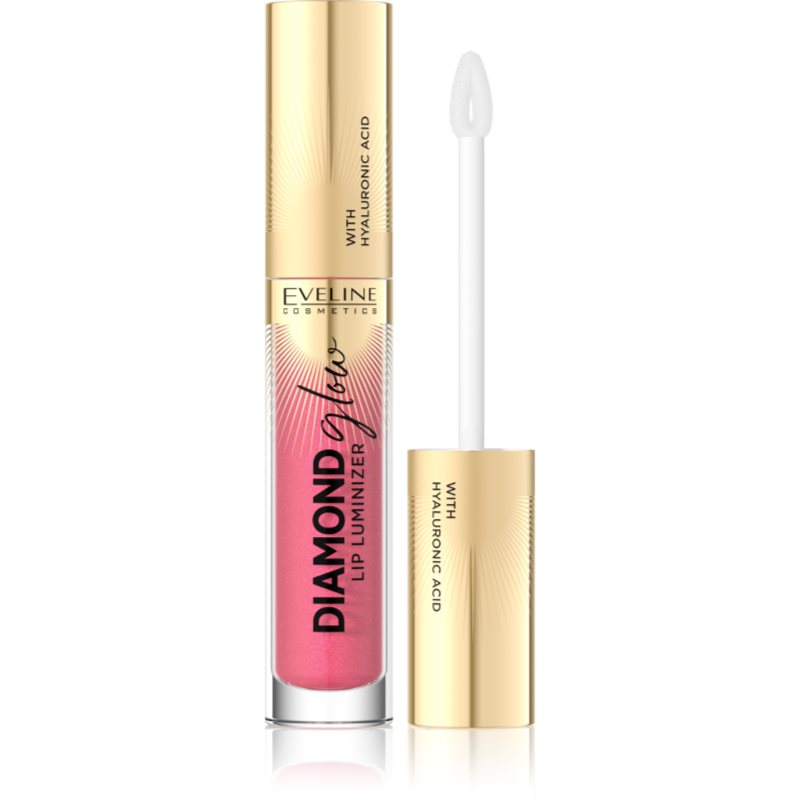 Eveline Cosmetics Diamond Glow αστραφτερό λιπ γκλος με υαλουρονικό οξύ απόχρωση 09 Peach Dream 4,5 ml