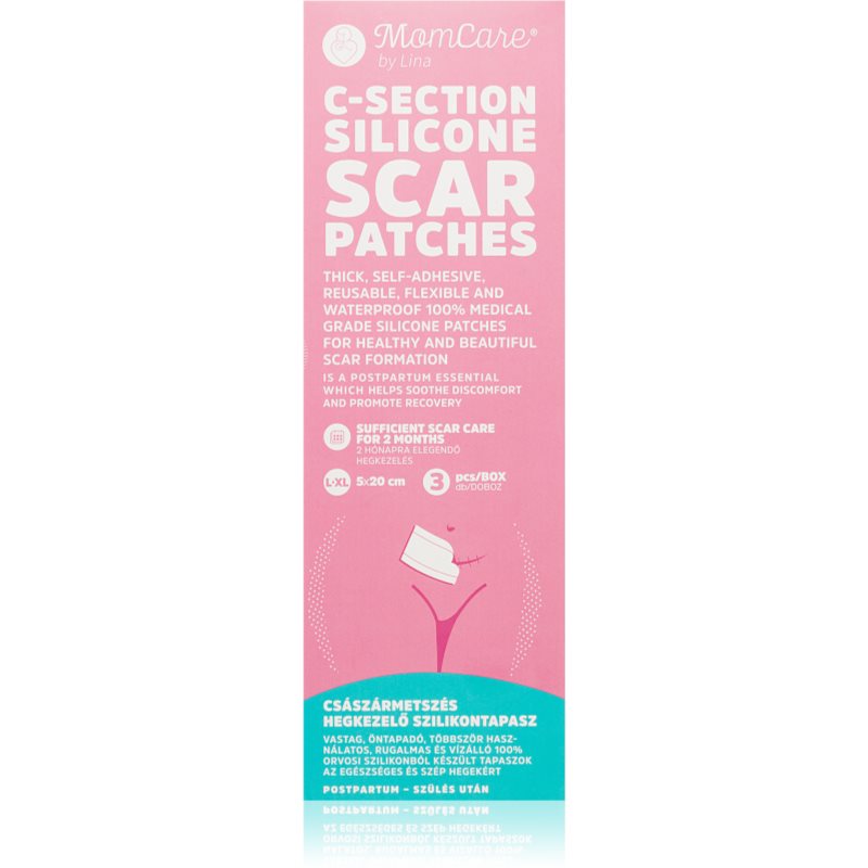 MomCare by Lina C-Section Silicone Scar Patches επιθέματα σιλικόνης για ουλές από καισαρική τομή μέγεθος L-XL 5 x 20 cm 3 τμχ