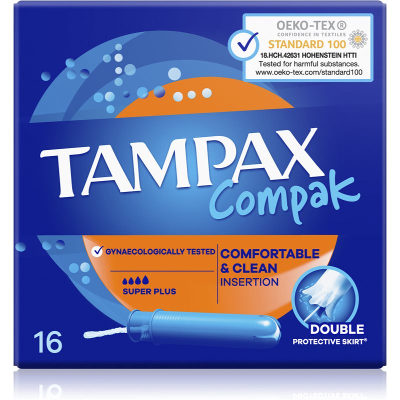 Tampax Compak Super Plus ταμπόν με εφαρμοστή 16 τμχ