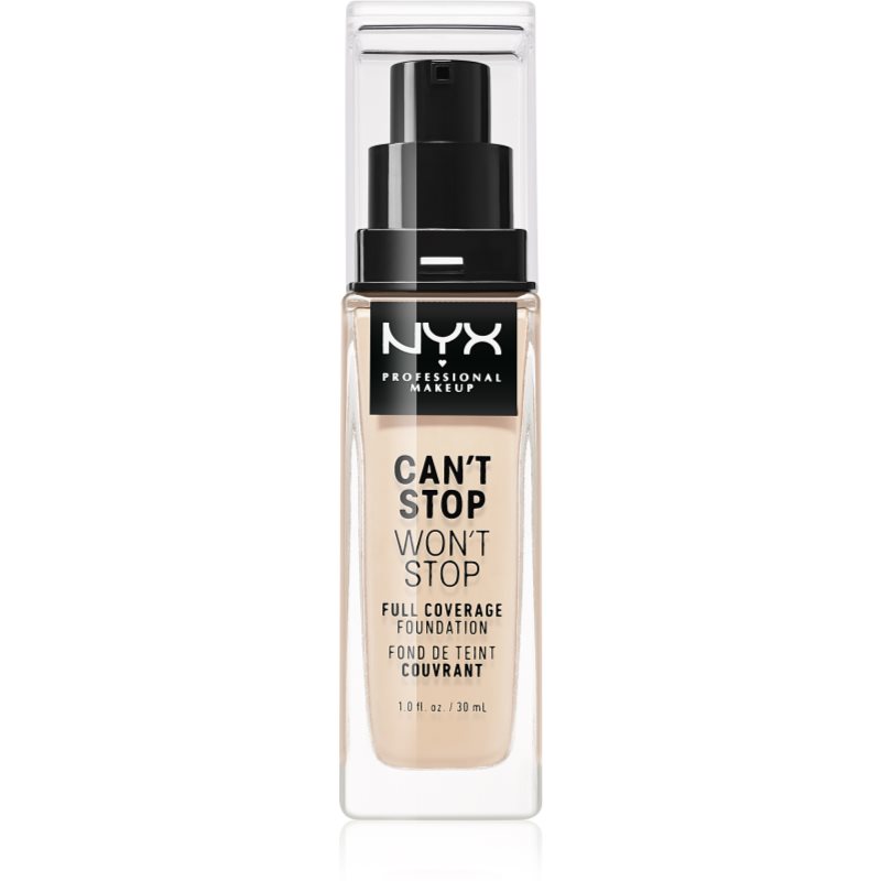 NYX Professional Makeup Can't Stop Won't Stop Full Coverage Foundation Βάση πλήρους κάλυψης απόχρωση 1.3 Light Porcelain 30 μλ