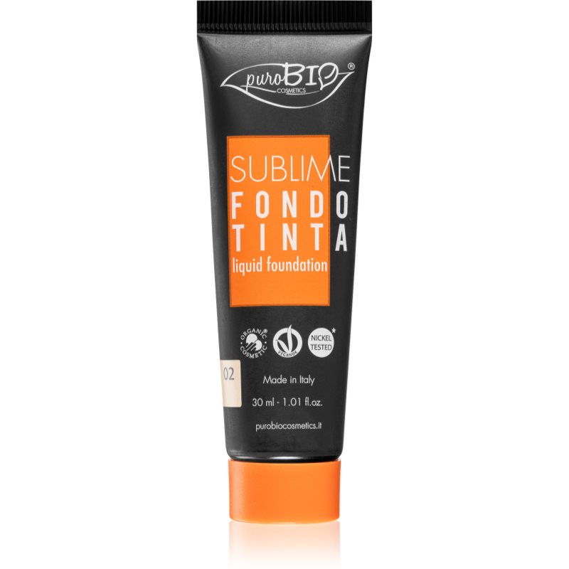 puroBIO Cosmetics Sublime Liquid Foundation αδιάβροχο υγρό μεικ απ απόχρωση 02 30 ml