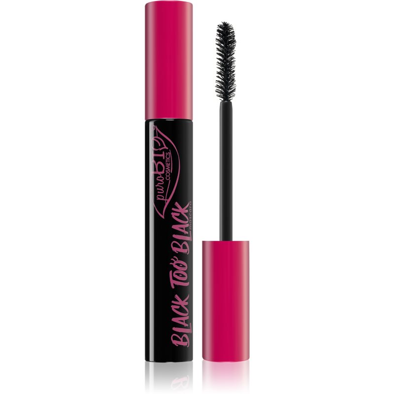puroBIO Cosmetics Black too Black μάσκαρα για όγκο και φροντίδα 9,9 ml