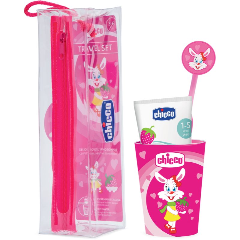 Chicco Travel Set Σετ οδοντιατρικής φροντίδας Pink 3 y+ 1 τμχ