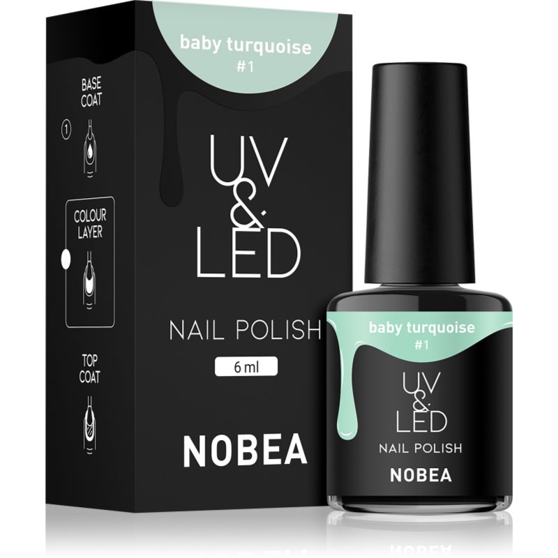 NOBEA UV > LED Nail Polish τζελ βερνίκι νυχιών με τη χρήση των UV/LED λαμπτήρων λαμπερός απόχρωση Baby turquoise #1 6 ml