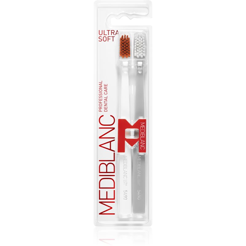 MEDIBLANC 5490 Ultra Soft οδοντόβουρτσες ύπερ-μαλακό White, Grey 2 τμχ