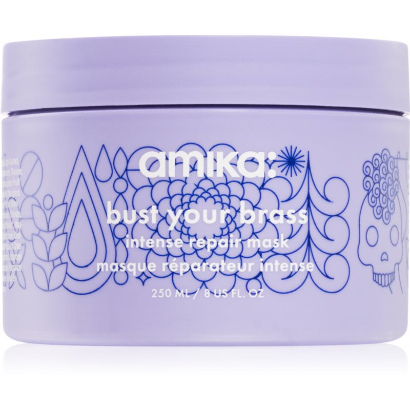 amika Bust Your Brass Cool Blonde εντατικά αναγεννητική μάσκα για ξανθά και γκρίζα μαλλιά 250 ml