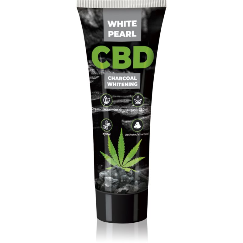 White Pearl CBD Charcoal Whitening λευκαντική οδοντόκρεμα με ενεργό άνθρακα με CBD 75 ml