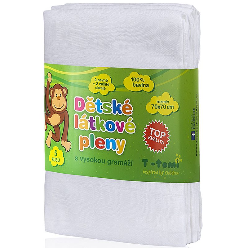 T-TOMI TETRA White υφασμάτινες πάνες High Quality 70x70 cm 5 τμχ