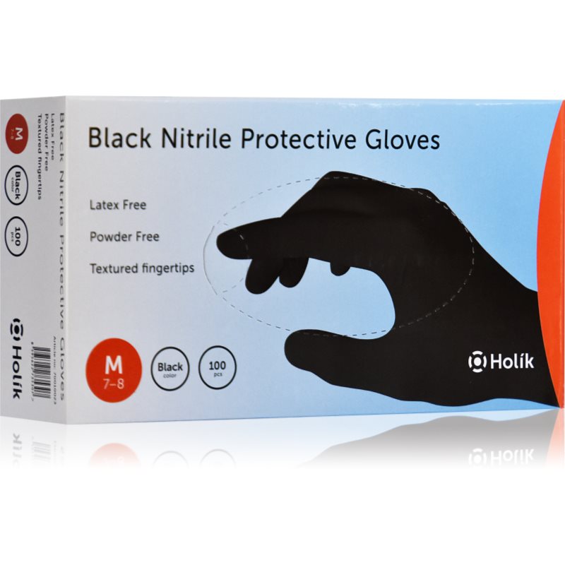 Holík Nitril Black προστατευτικά γάντια νιτριλίου χωρίς πούδρα μέγεθος M 2x50 τμχ
