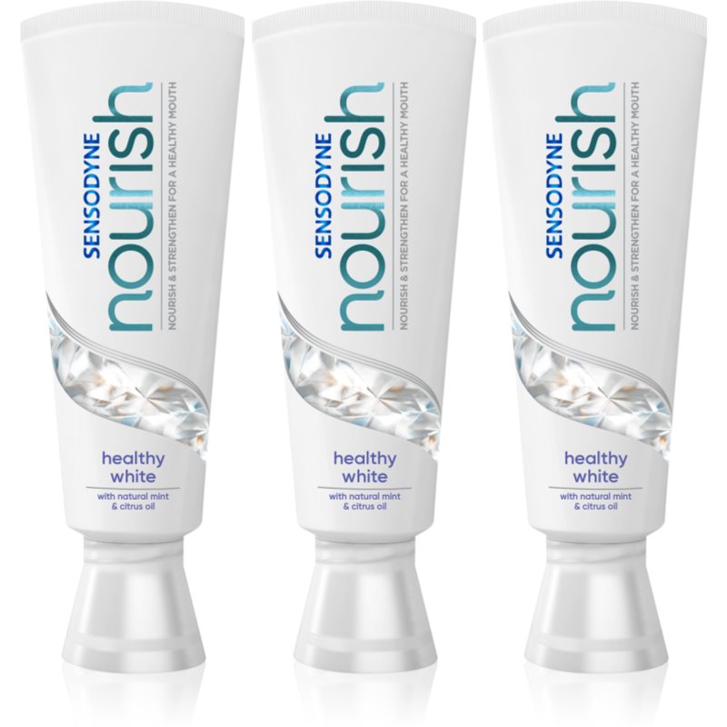 Sensodyne Nourish Healthy White βιοδραστική οδοντόκρεμα με φθόριο 3x75 ml
