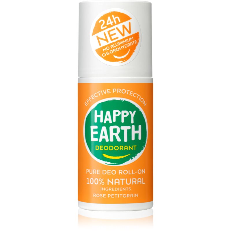 Happy Earth 100% Natural Deodorant Roll-On Rose Petitgrain Αποσμητικό roll-on 75 ml