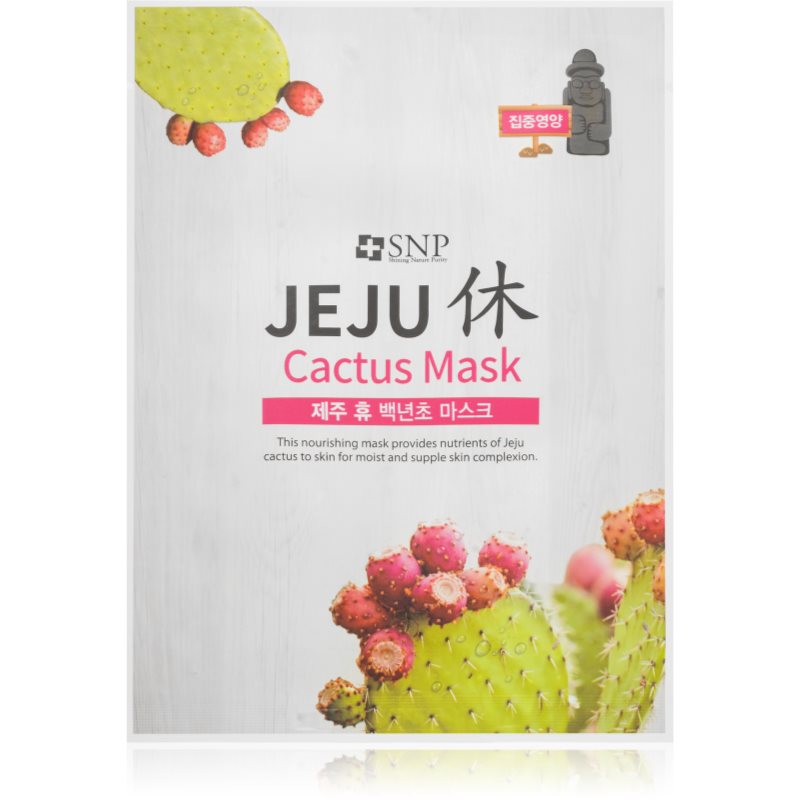 SNP Jeju Cactus υφασμάτινη μάσκα ενυδάτωσης με θρεπτικό αποτέλεσμα 22 ml