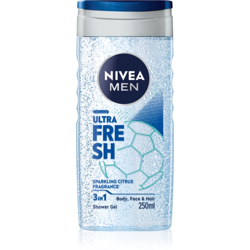 NIVEA MEN Ultra Fresh δροσιστικό τζελ ντους 3 σε 1 250 ml