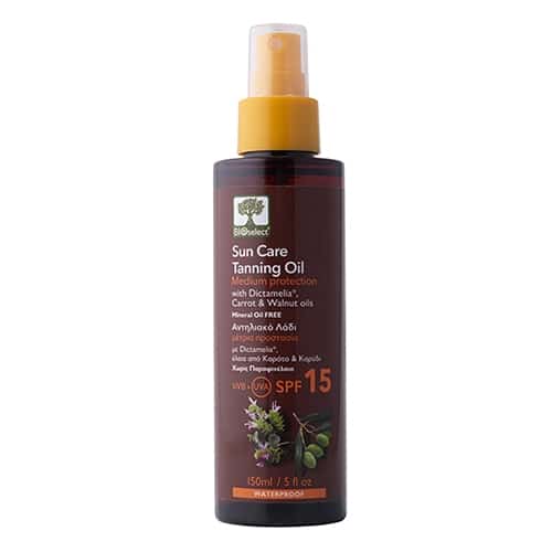 Bioselect organic αντηλιακό λάδι μέτριας προστασίας SPF 15 150ml