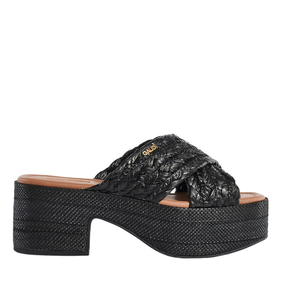 GAUDI Visalia Wedge Σανδάλι 36-41 - ΜΑΥΡΟ