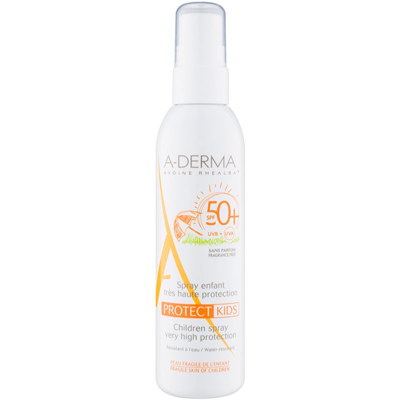 A-Derma Protect Kids προστατευτική αντηλιακή λοσιόν σε σπρέι SPF 50+ για παιδιά 200 μλ