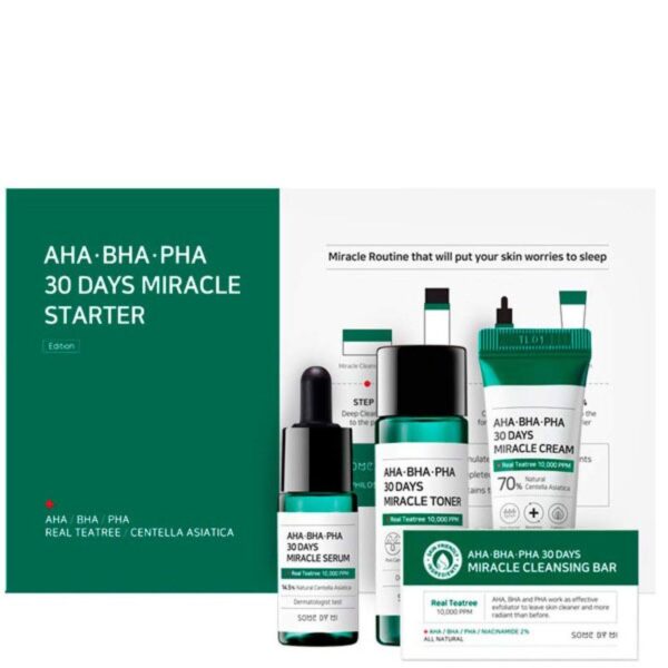 Some By Mi AHA BHA PHA 30 Days Miracle Starter (Cleansing Bar 25gr, Toner 30ml, Serum 10ml & Cream 20gr)