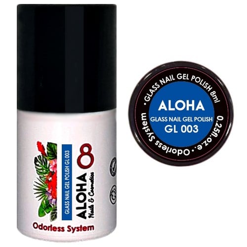 ALOHA Ημιμόνιμο βερνίκι 8ml – Glass Nail Gel Polish GL 003 / Χρώμα: Διάφανο Μπλε
