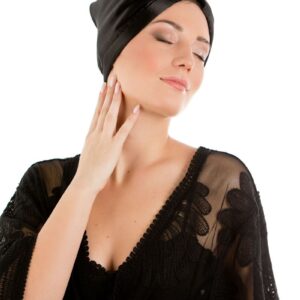 La Cocona Luxury Satin Hair Towel Wrap - Black Satin