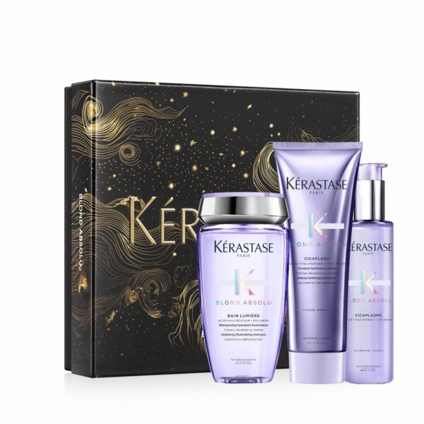Kérastase Blond Absolu - Gift Set XMAS 2024 For Blonde Hair - (Bain Ultra-Violet 250ml, Cicaflash 250ml, Cicaplasme 150ml)