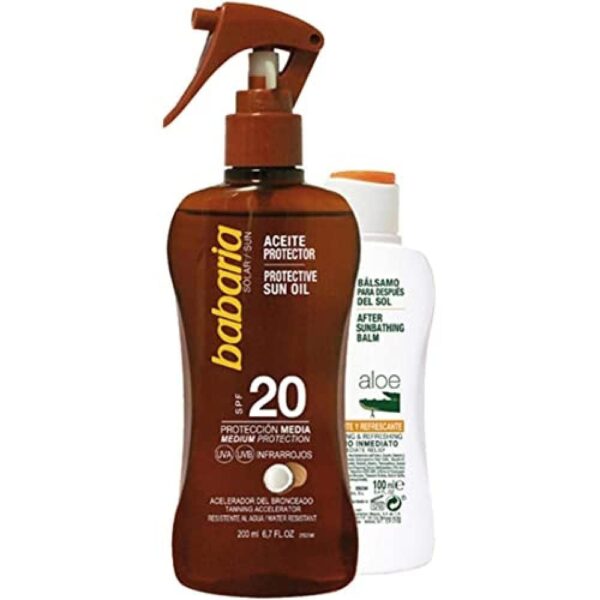 Babaria Sun - Body Sunscreen Set (Protective Sun Oil SPF20 200ml & After Sunbathing Balm 100ml)