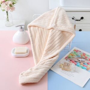 Bobby Warren Microfiber Hair Turban / Wrap Towel - Beige (65cm x 25cm)