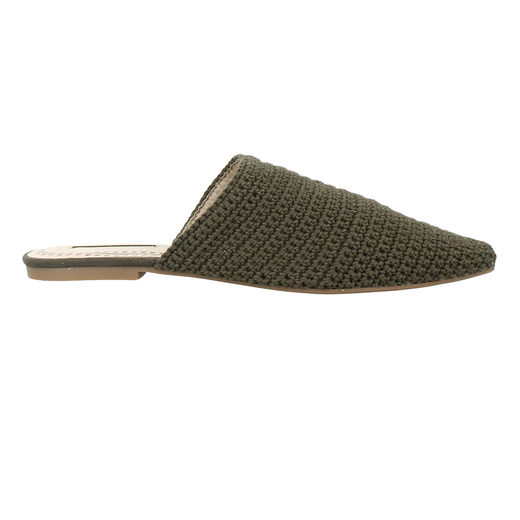 IQSHOES 107.C1153 Xακί Mule Με Δροσερό Πλεχτό Ύφασμα - Πράσινο