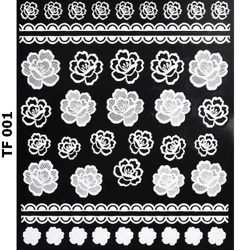 ALOHA 3D Stickers με ανάγλυφα Λευκά Λουλούδια & Φύλλα – TF 001