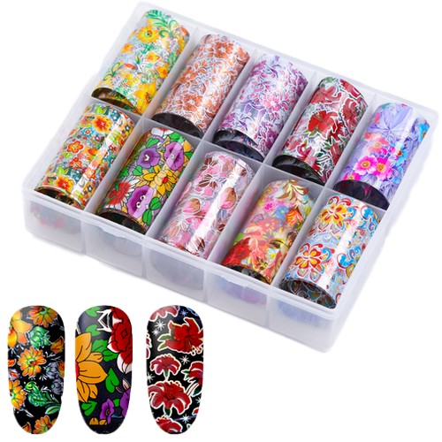 ColorExperts Κασετίνα 10τμχ Foil Stickers για σχέδια νυχιών 4x120cm – Set 50