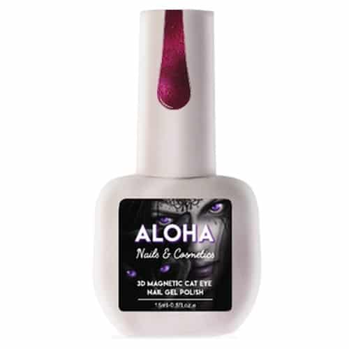 Aloha Μεταλλικό Ημιμόνιμο βερνίκι 3D Magnetic Cat Eye 15ml / CT 008 – Μωβ φούξια