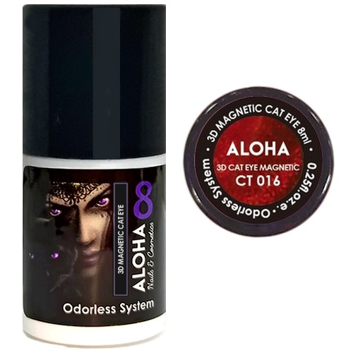 Aloha Μεταλλικό Ημιμόνιμο βερνίκι 3D Magnetic Cat Eye 8ml / CT 016 – Μπορντώ
