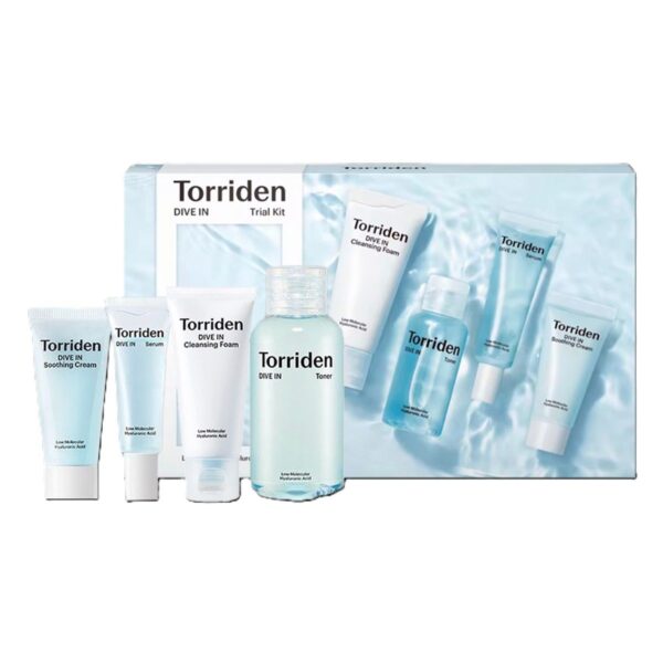 Torriden Dive-In Trial Kit (Cleansing Foam 30ml, Toner 50ml, Serum 20ml & Soothing Cream 20ml)